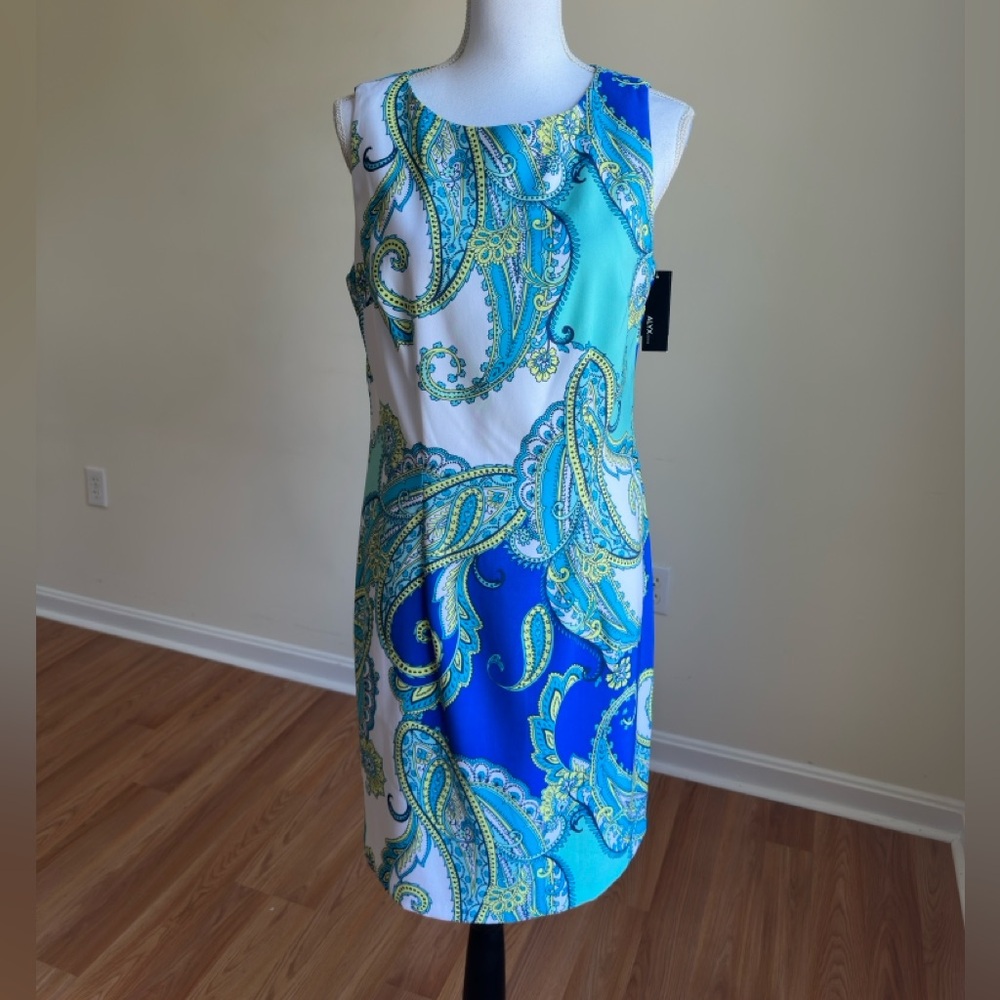 ALYX || Woman’s shift paisley blue green white dress Sz 12